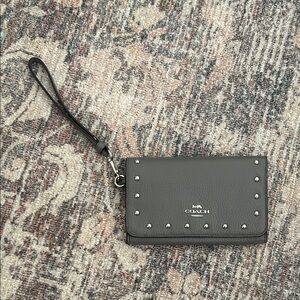 Coach Gray Wristlet Wallet with Silver Accents